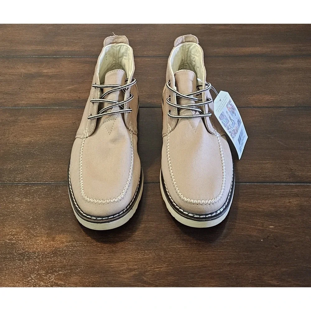 Toms Chukka Twill Lace Up Boots Men's Size 11 Tan Sesame Cotton Canvas